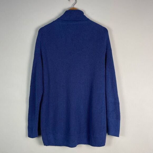 J Crew Ribbed Cotton Cashmere Blend Turtleneck Relaxed Sweater Sz S Blue - Picture 7 of 14